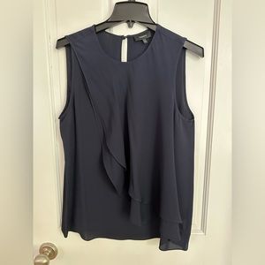 Theory Silk Wave Front Sleeveless Blouse